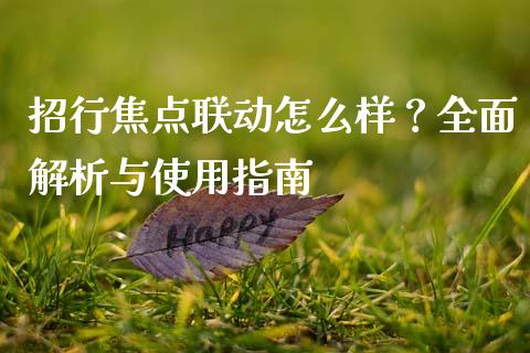 招行焦点联动怎么样？全面解析与使用指南_https://wap.yjjixie.cn_保险理财_第1张