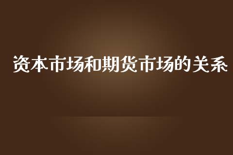 资本市场和期货市场的关系_https://wap.yjjixie.cn_商业资讯_第1张