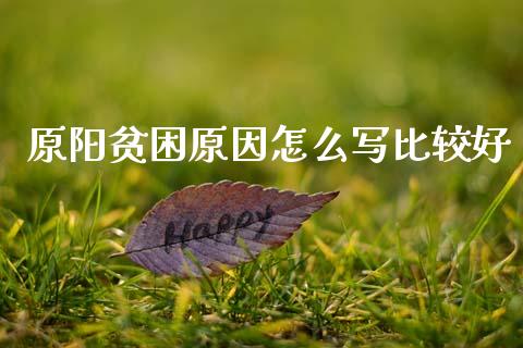 原阳贫困原因怎么写比较好_https://wap.yjjixie.cn_商业资讯_第1张