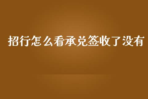 招行怎么看承兑签收了没有_https://wap.yjjixie.cn_商业资讯_第1张