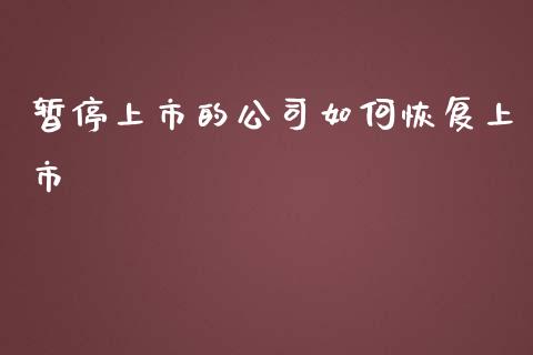 暂停上市的公司如何恢复上市_https://wap.yjjixie.cn_商业资讯_第1张