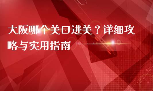 大阪哪个关口进关？详细攻略与实用指南_https://wap.yjjixie.cn_证券市场_第1张