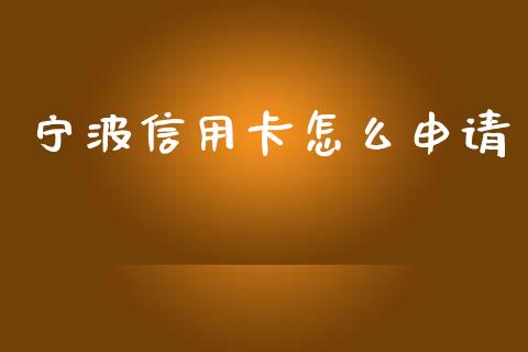 宁波信用卡怎么申请_https://wap.yjjixie.cn_保险理财_第1张