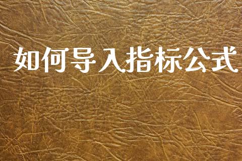 如何导入指标公式_https://wap.yjjixie.cn_保险理财_第1张