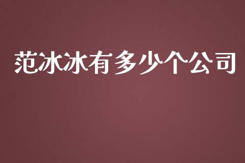 范冰冰有多少个公司_https://wap.yjjixie.cn_商业资讯_第1张