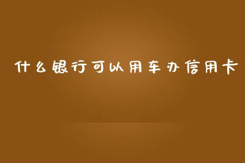 什么银行可以用车办信用卡_https://wap.yjjixie.cn_港股行情_第1张