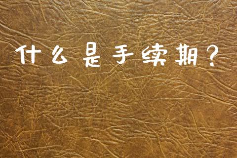 什么是手续期？_https://wap.yjjixie.cn_港股行情_第1张