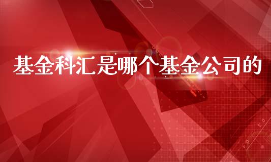 基金科汇是哪个基金公司的_https://wap.yjjixie.cn_港股行情_第1张