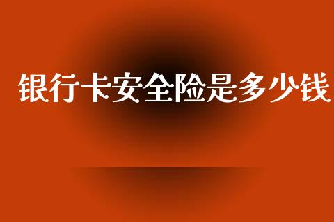 银行卡安全险是多少钱_https://wap.yjjixie.cn_证券市场_第1张