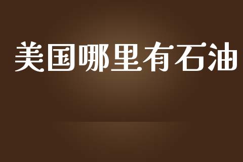 美国哪里有石油_https://wap.yjjixie.cn_港股行情_第1张