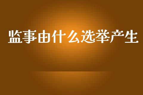 监事由什么选举产生_https://wap.yjjixie.cn_保险理财_第1张