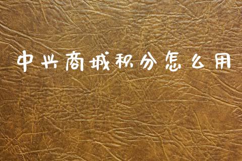 中兴商城积分怎么用_https://wap.yjjixie.cn_证券市场_第1张