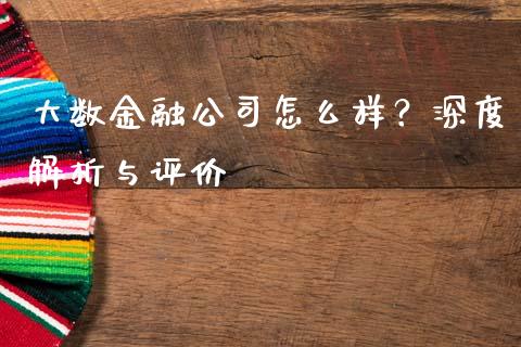 大数金融公司怎么样？深度解析与评价_https://wap.yjjixie.cn_商业资讯_第1张
