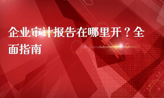 企业审计报告在哪里开？全面指南_https://wap.yjjixie.cn_证券市场_第1张