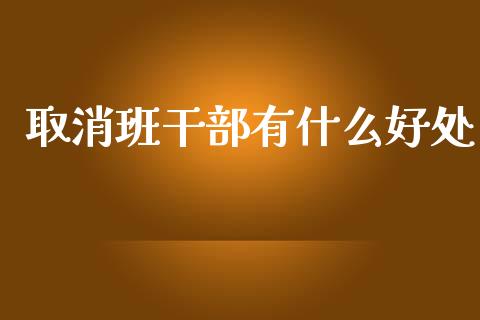 取消班干部有什么好处_https://wap.yjjixie.cn_保险理财_第1张