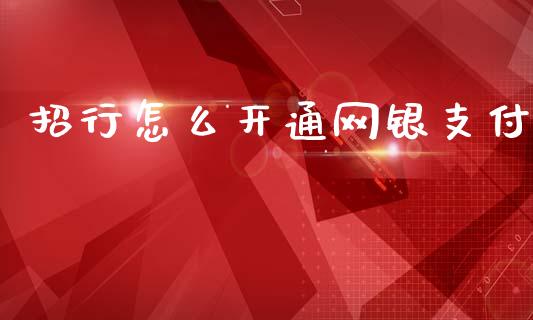 招行怎么开通网银支付_https://wap.yjjixie.cn_商业资讯_第1张