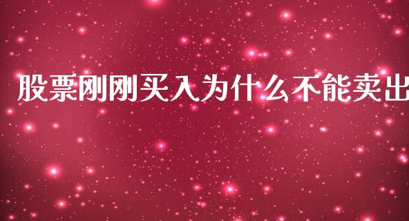 股票刚刚买入为什么不能卖出_https://wap.yjjixie.cn_商业资讯_第1张