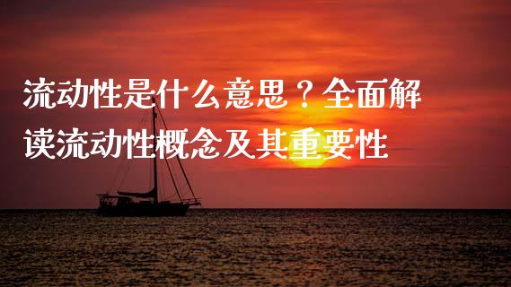 流动性是什么意思？全面解读流动性概念及其重要性_https://wap.yjjixie.cn_港股行情_第1张
