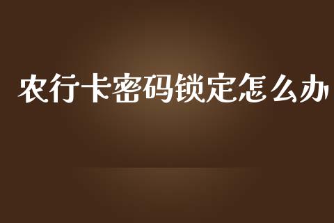 农行卡密码锁定怎么办_https://wap.yjjixie.cn_港股行情_第1张