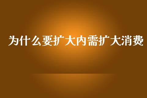 为什么要扩大内需扩大消费_https://wap.yjjixie.cn_保险理财_第1张