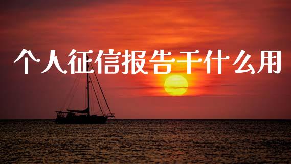 个人征信报告干什么用_https://wap.yjjixie.cn_证券市场_第1张