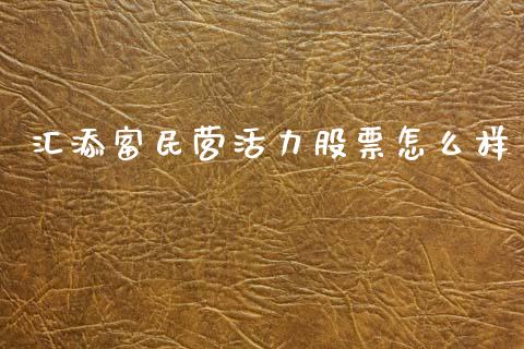 汇添富民营活力股票怎么样_https://wap.yjjixie.cn_保险理财_第1张