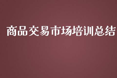 商品交易市场培训总结_https://wap.yjjixie.cn_证券市场_第1张