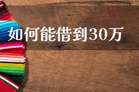 如何能借到30万_https://wap.yjjixie.cn_证券市场_第1张