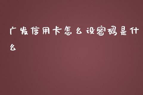 广发信用卡怎么设密码是什么_https://wap.yjjixie.cn_保险理财_第1张