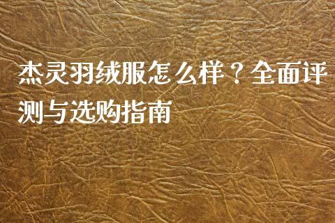 杰灵羽绒服怎么样？全面评测与选购指南_https://wap.yjjixie.cn_证券市场_第1张