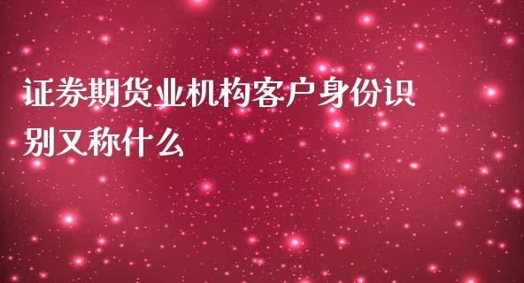 证券期货业机构客户身份识别又称什么_https://wap.yjjixie.cn_商业资讯_第1张