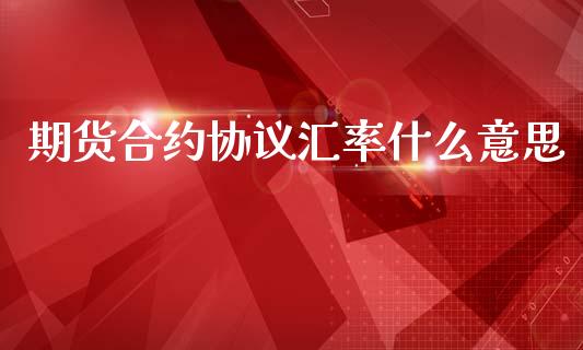 期货合约协议汇率什么意思_https://wap.yjjixie.cn_保险理财_第1张