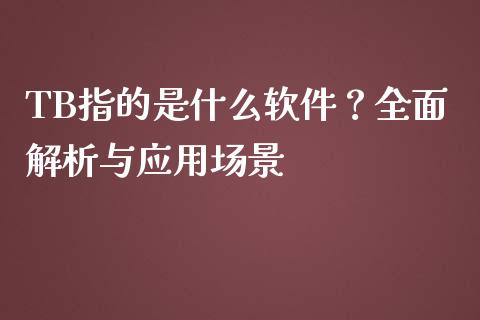 TB指的是什么软件？全面解析与应用场景_https://wap.yjjixie.cn_保险理财_第1张