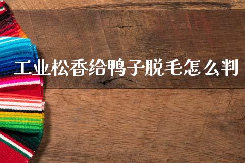 工业松香给鸭子脱毛怎么判_https://wap.yjjixie.cn_证券市场_第1张
