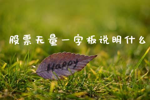 股票无量一字板说明什么_https://wap.yjjixie.cn_港股行情_第1张