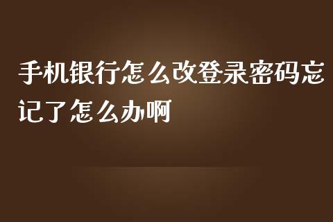 手机银行怎么改登录密码忘记了怎么办啊_https://wap.yjjixie.cn_保险理财_第1张