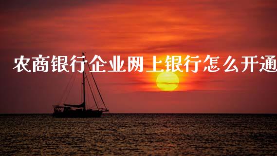 农商银行企业网上银行怎么开通_https://wap.yjjixie.cn_港股行情_第1张