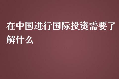 在中国进行国际投资需要了解什么_https://wap.yjjixie.cn_港股行情_第1张