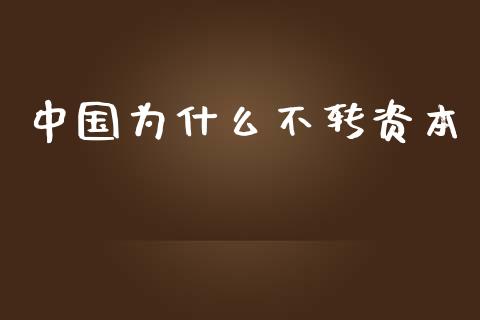 中国为什么不转资本_https://wap.yjjixie.cn_商业资讯_第1张