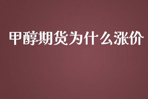 甲醇期货为什么涨价_https://wap.yjjixie.cn_保险理财_第1张