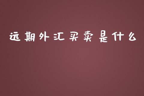 远期外汇买卖是什么_https://wap.yjjixie.cn_保险理财_第1张