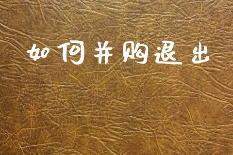 如何并购退出_https://wap.yjjixie.cn_港股行情_第1张