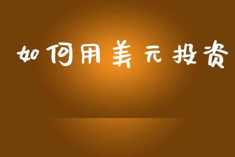 如何用美元投资_https://wap.yjjixie.cn_证券市场_第1张