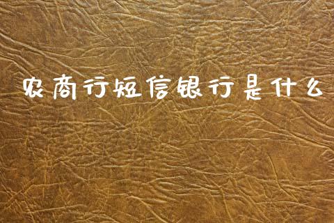 农商行短信银行是什么_https://wap.yjjixie.cn_保险理财_第1张