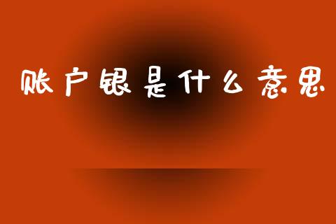 账户银是什么意思_https://wap.yjjixie.cn_商业资讯_第1张