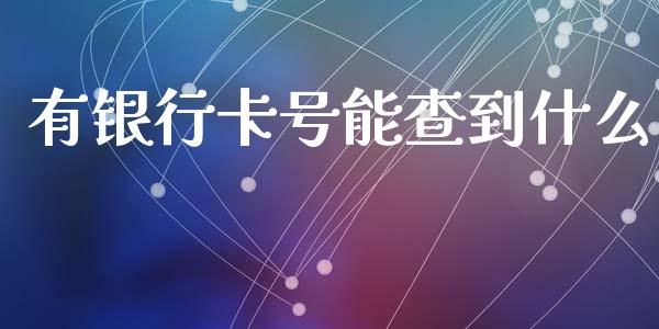 有银行卡号能查到什么_https://wap.yjjixie.cn_商业资讯_第1张