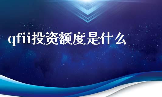 qfii投资额度是什么_https://wap.yjjixie.cn_保险理财_第1张