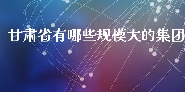 甘肃省有哪些规模大的集团_https://wap.yjjixie.cn_商业资讯_第1张