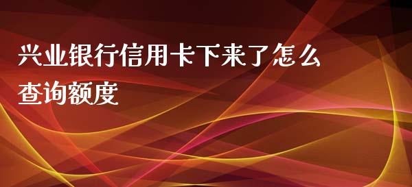 兴业银行信用卡下来了怎么查询额度_https://wap.yjjixie.cn_证券市场_第1张