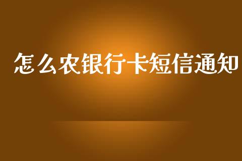 怎么农银行卡短信通知_https://wap.yjjixie.cn_保险理财_第1张